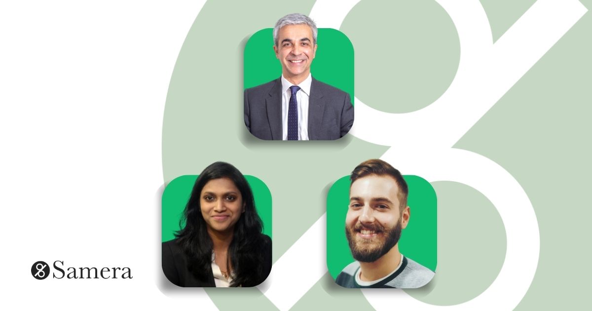 The Samera practice start-up, purchase and growth team - Arun, Uros and Natasha