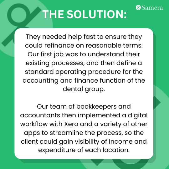 Our team of bookkeepers and accountants then implemented a digital workflow with Xero and a variety of other apps to streamline the process, so the client could gain visibility of income and expenditure of each location.